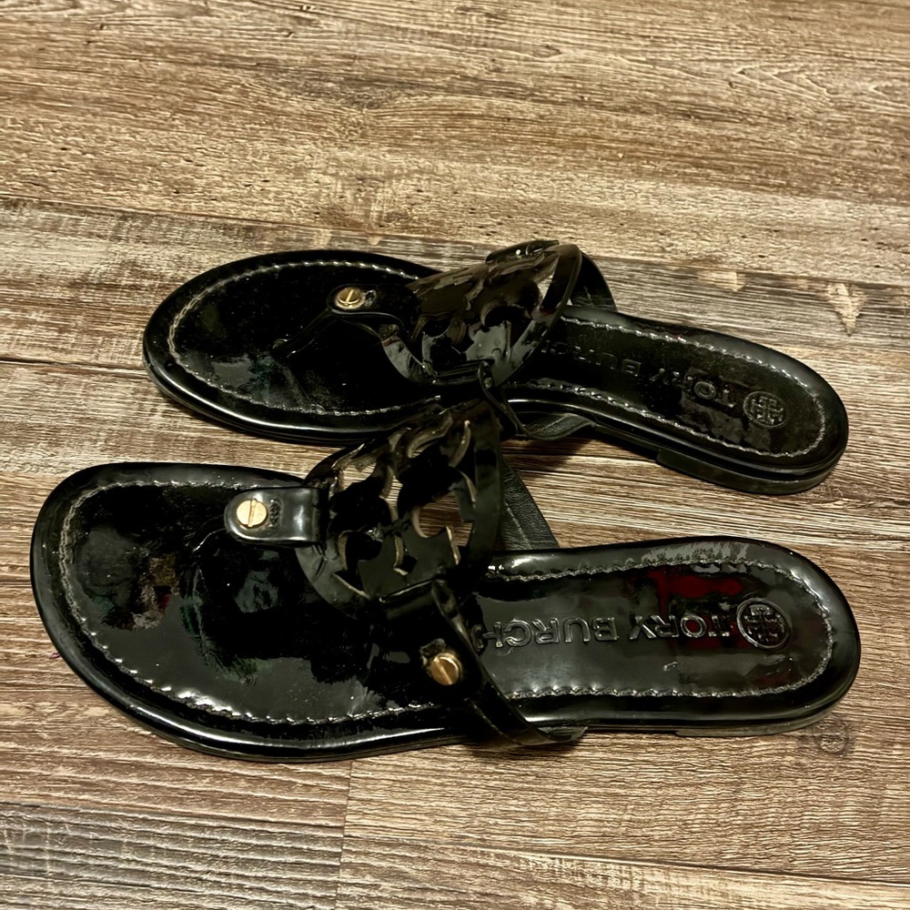 Tory Burch Glossy Black Sandals